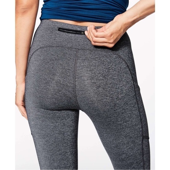 Lululemon Speed Up Crop Heathered Black 21" Inseam Running Leggings Size 4 - Picture 6 of 15